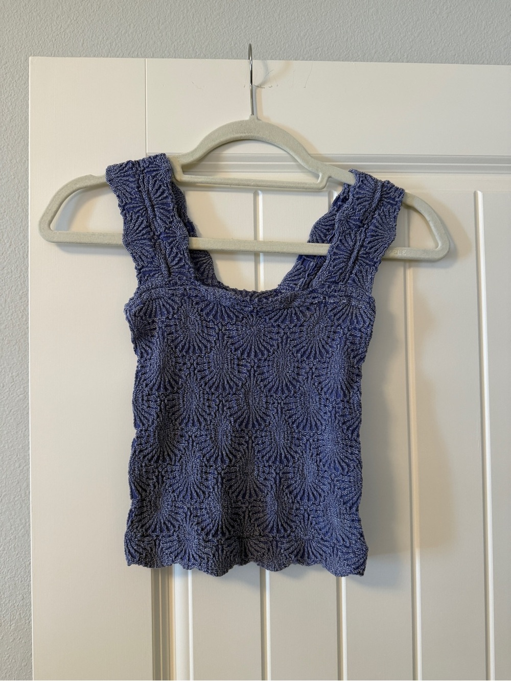 Free People Indigo Crochet Tank - Square Neck Sleeveless Knit